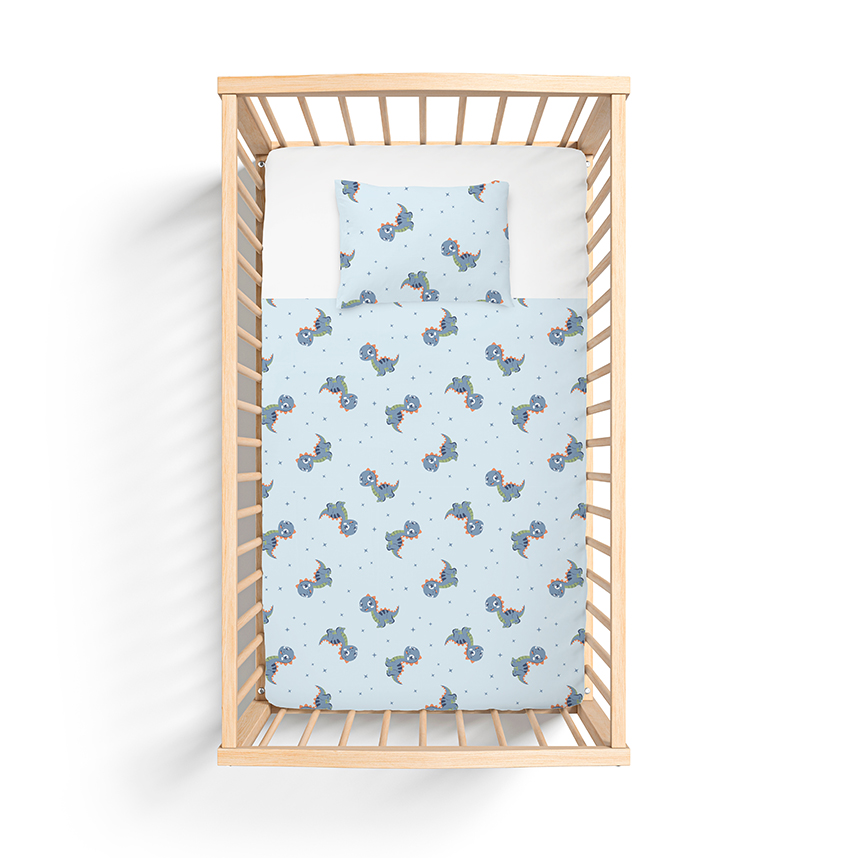 Jogo de Lençol Berço Convencional Bercinho Dino 2 Peças