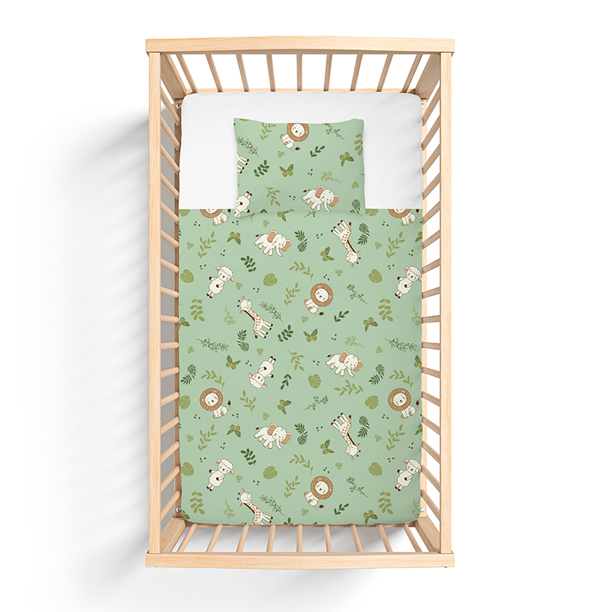 Jogo de Lençol Berço Convencional Bercinho Safari 2 Peças