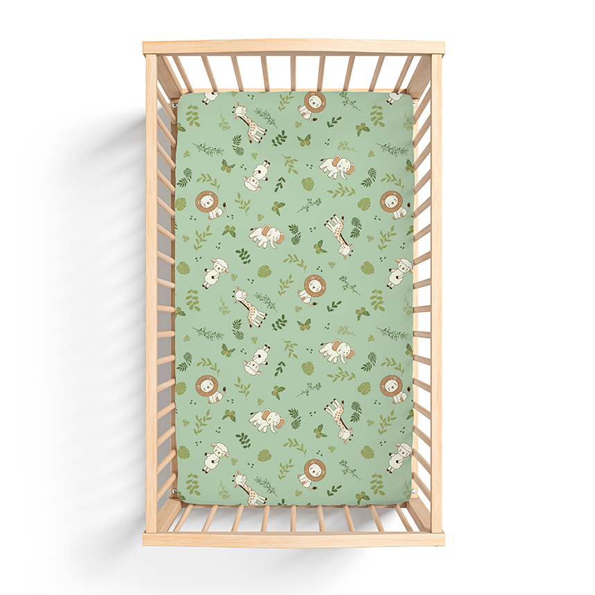 Lençol Para Berço com Elástico Bercinho Estampa Safari