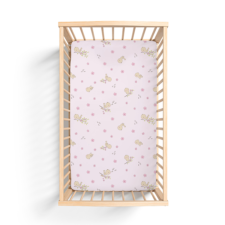 Lençol Para Berço com Elástico Bercinho Estampa Pássaro