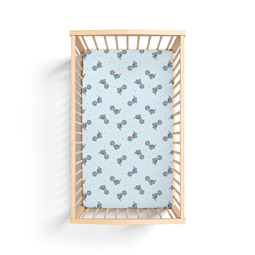 Lençol Para Berço com Elástico Bercinho Estampa Dino