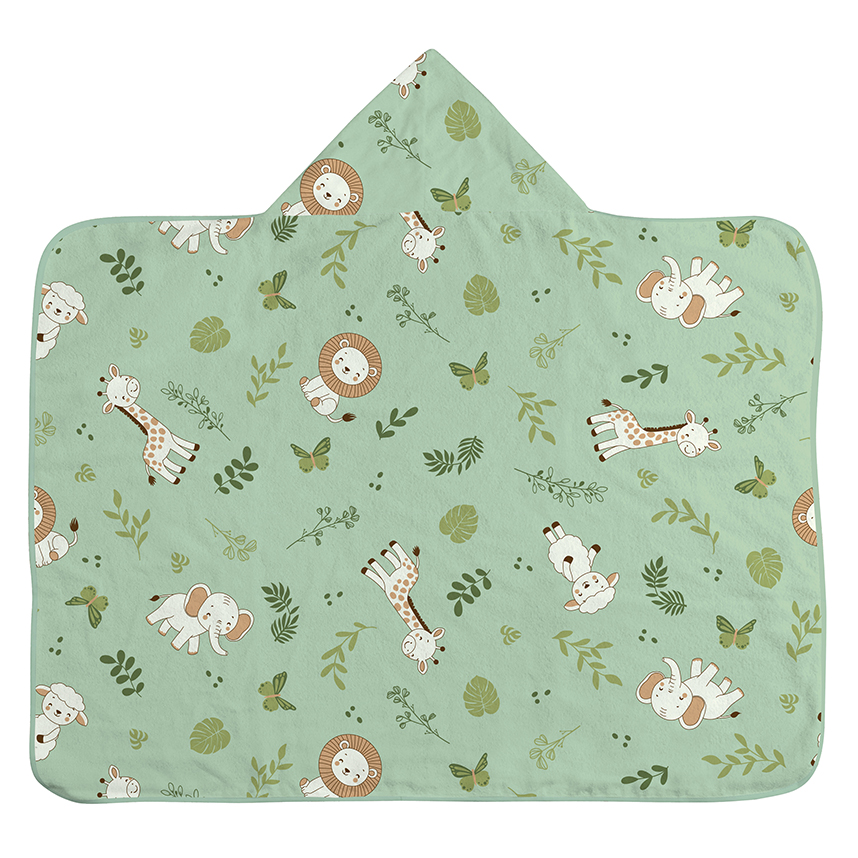 Toalha Com Capuz Bebê Bercinho Estampa Sadari Forro Fralda