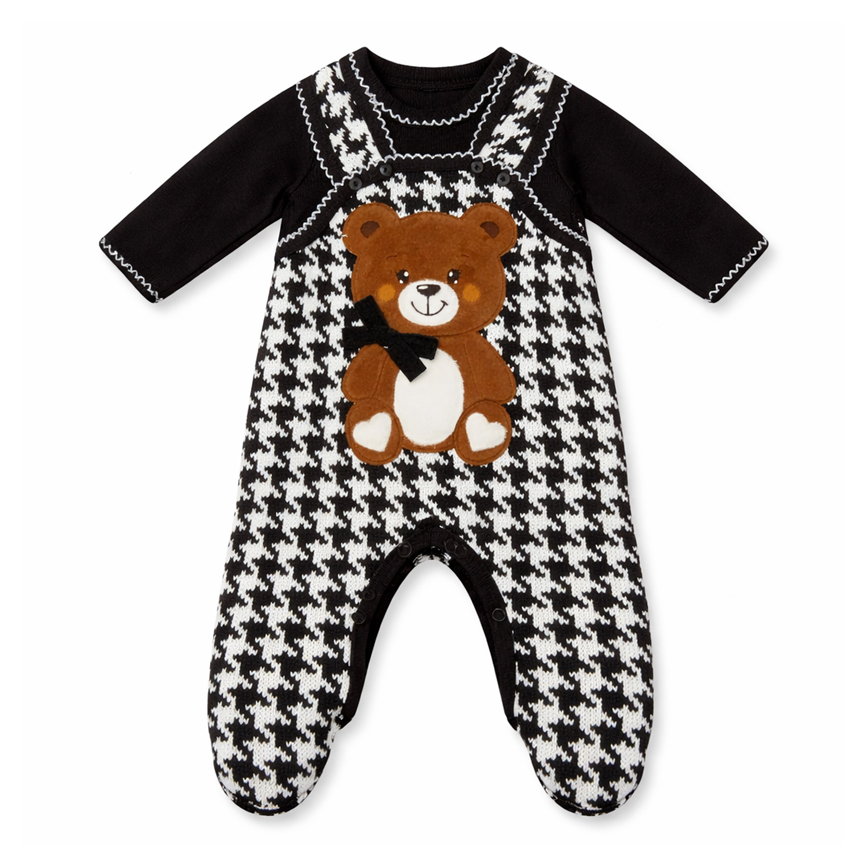 Macacão Longo Bebê Upi Uli Bordado Ursa E Body 2 Peças