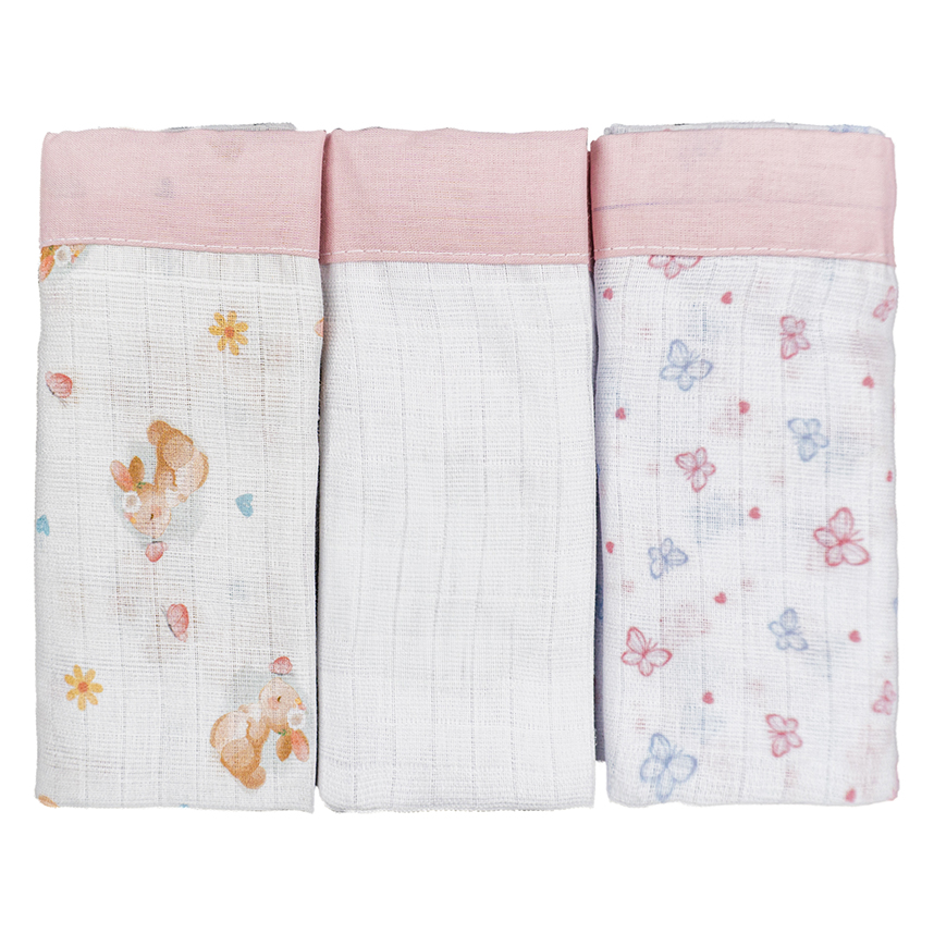 Fralda Bebê Baby Joy Quadriculada Estampa Coelha 3 Peças