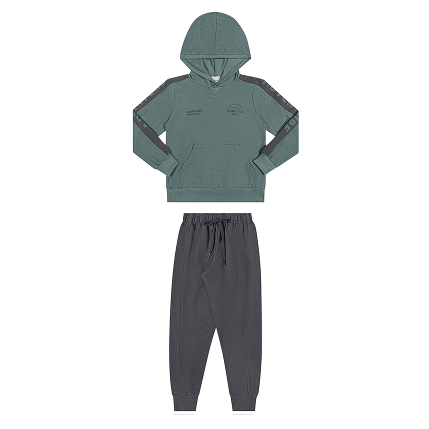 Conjunto Infantil Angerô Blusão Estampa Aventure E Calça