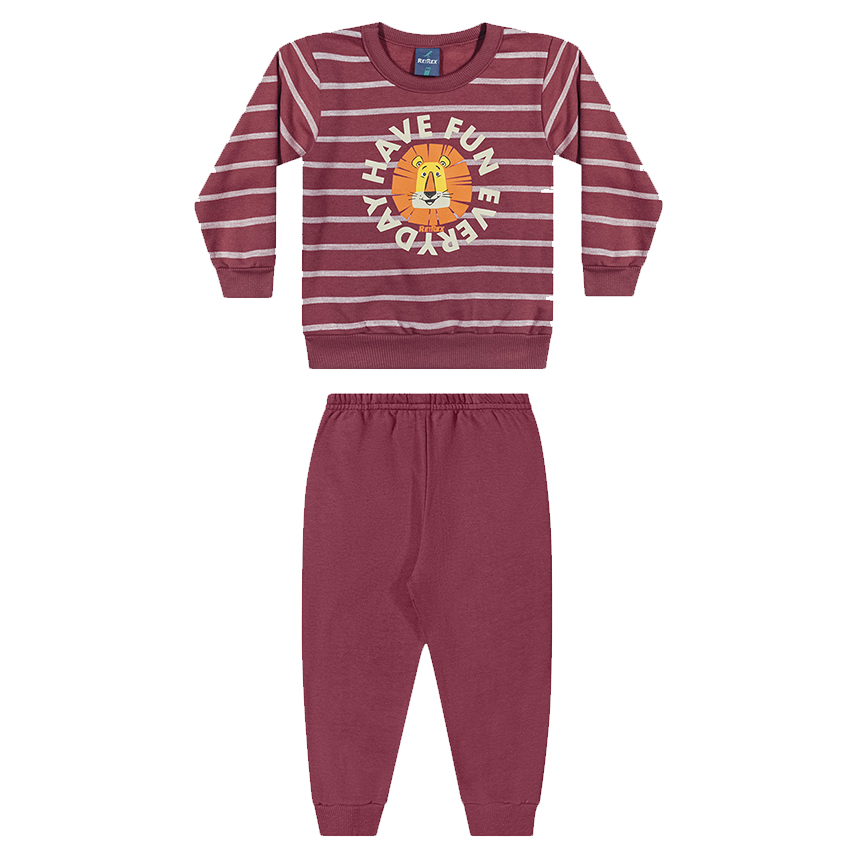 Conjunto Bebê Rei Rex Blusão Listrada E Calça