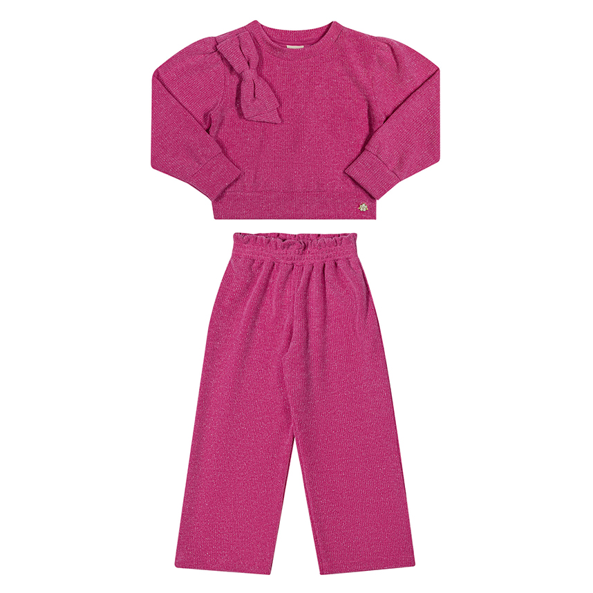 Conjunto Infantil Angerô Blusa Aplique Laço E Calça