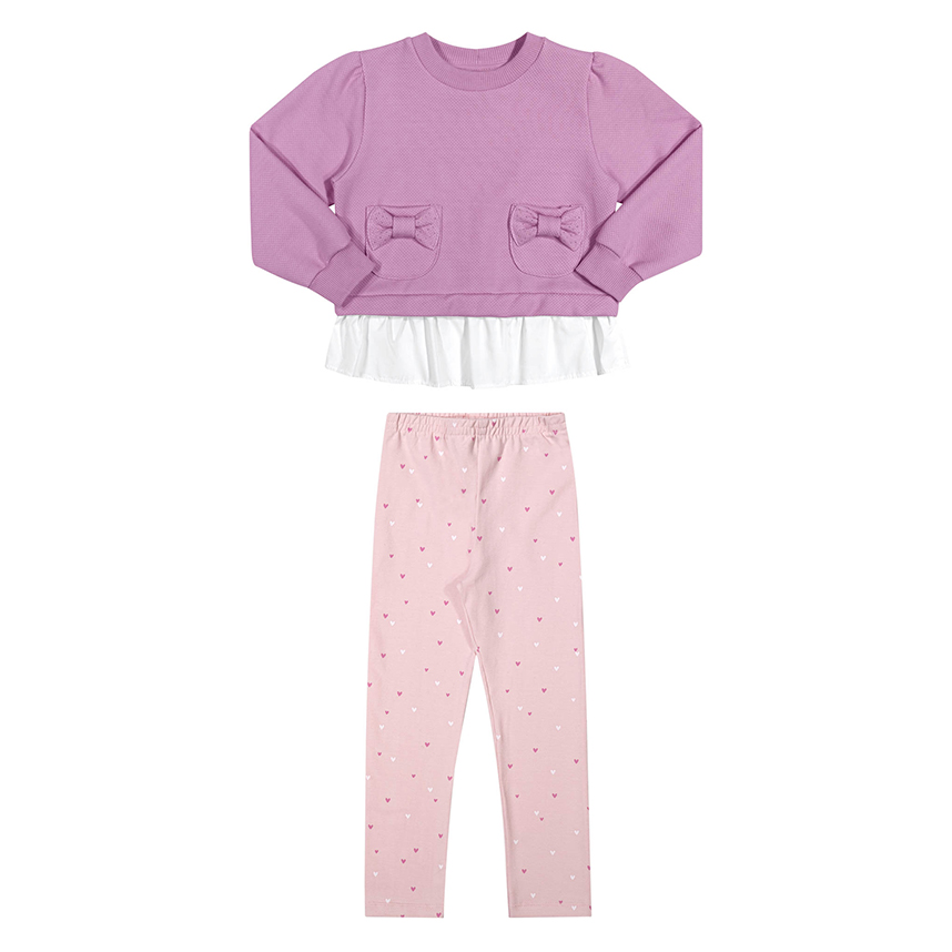 Conjunto Infantil Angerô Blusa Aplique Laço E Calça Legging