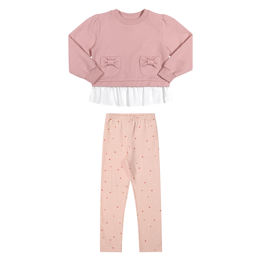 Conjunto Infantil Angerô Blusa Aplique Laço E Calça Legging