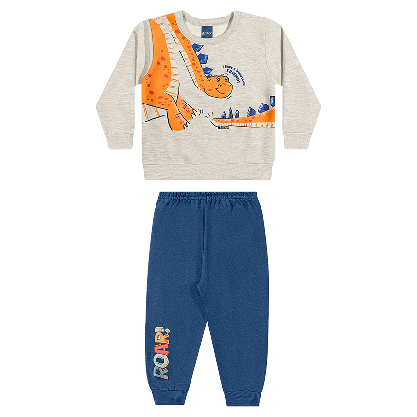 Conjunto Bebê Reirex Blusão Estampa Dinossauro E Calça