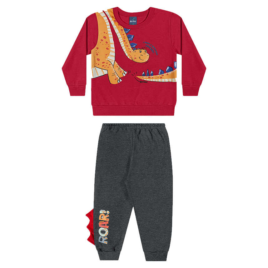 Conjunto Bebê Reirex Blusão Estampa Dinossauro E Calça