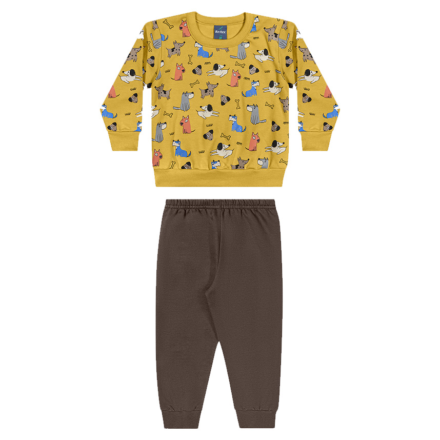 Conjunto Bebê Reirex Blusão Estampa Cachorros E Calça
