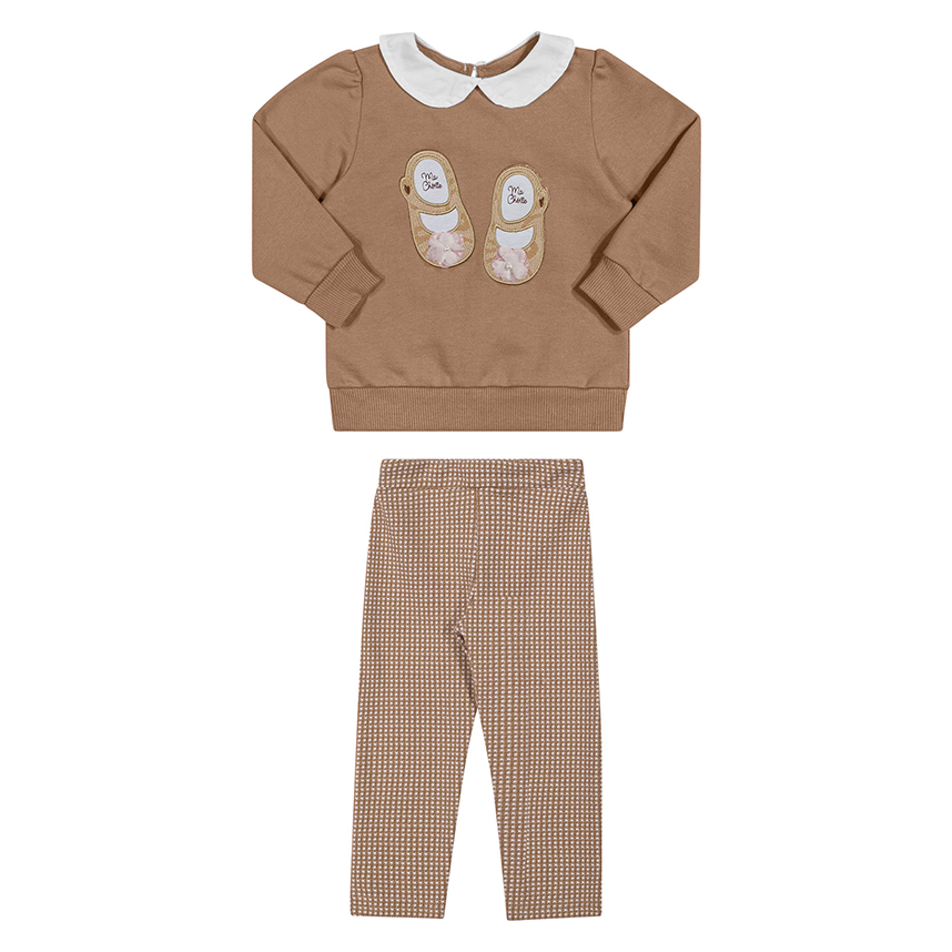 Conjunto Infantil Angerô Blusa Bordado Sapatos E Calça