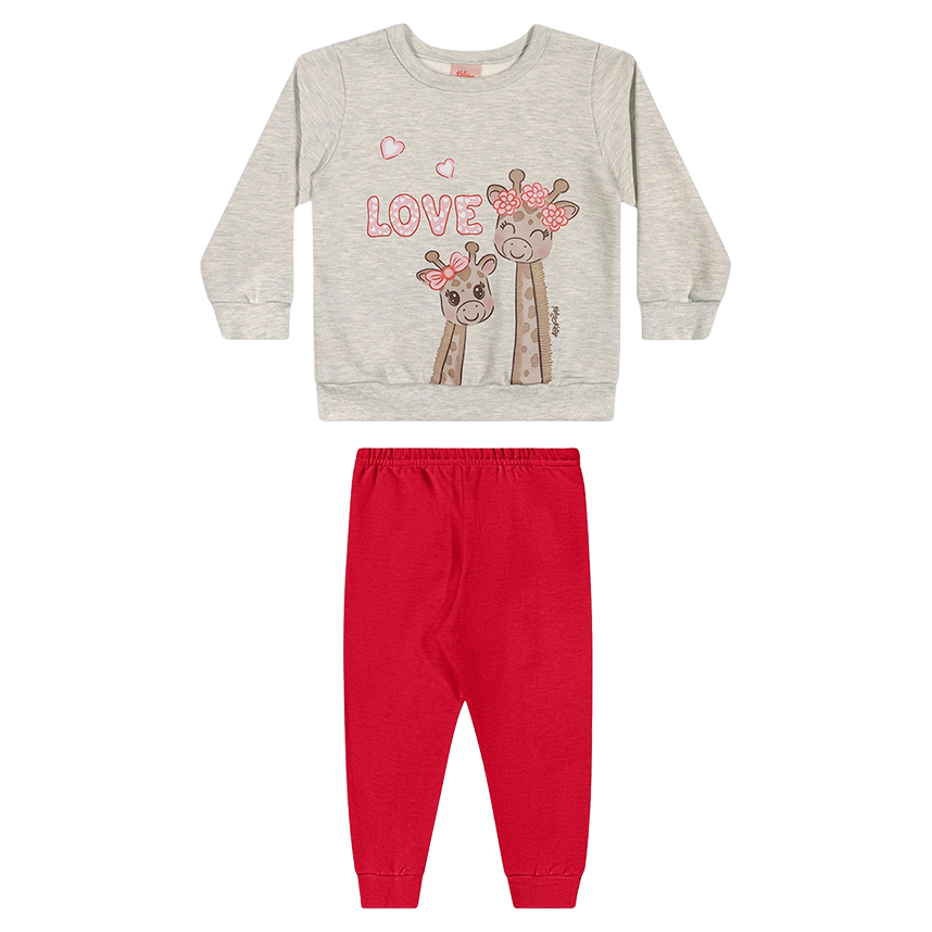 Conjunto Infantil Kely Kety Blusão Estampa Girafa E Calça