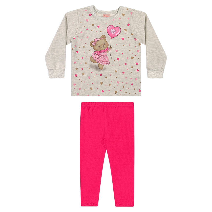 Conjunto Infantil Kely Kety Blusão Estampa Ursa E Calça
