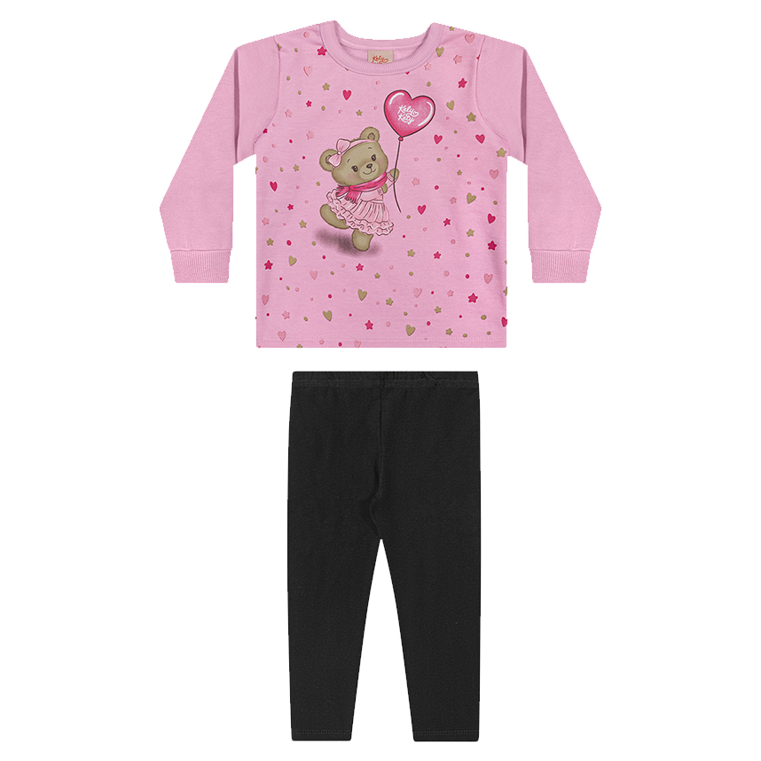 Conjunto Infantil Kely Kety Blusão Estampa Ursa E Calça