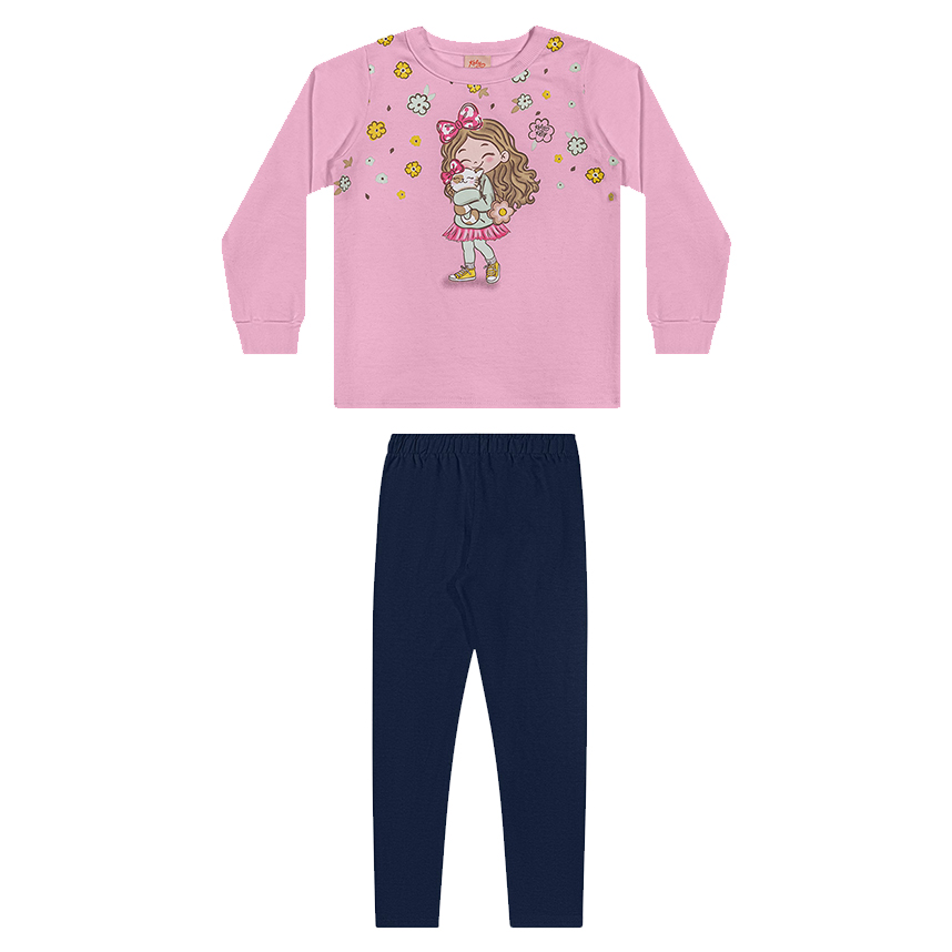 Conjunto Infantil Kely Kety Blusão Estampa Menina E Calça
