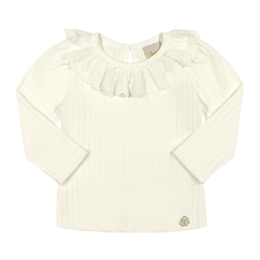 Blusa Infantil Angerô Manga Longa Gola Com Babado Renda Blusa Infantil Angerô Manga Longa Gola Com Babado Renda