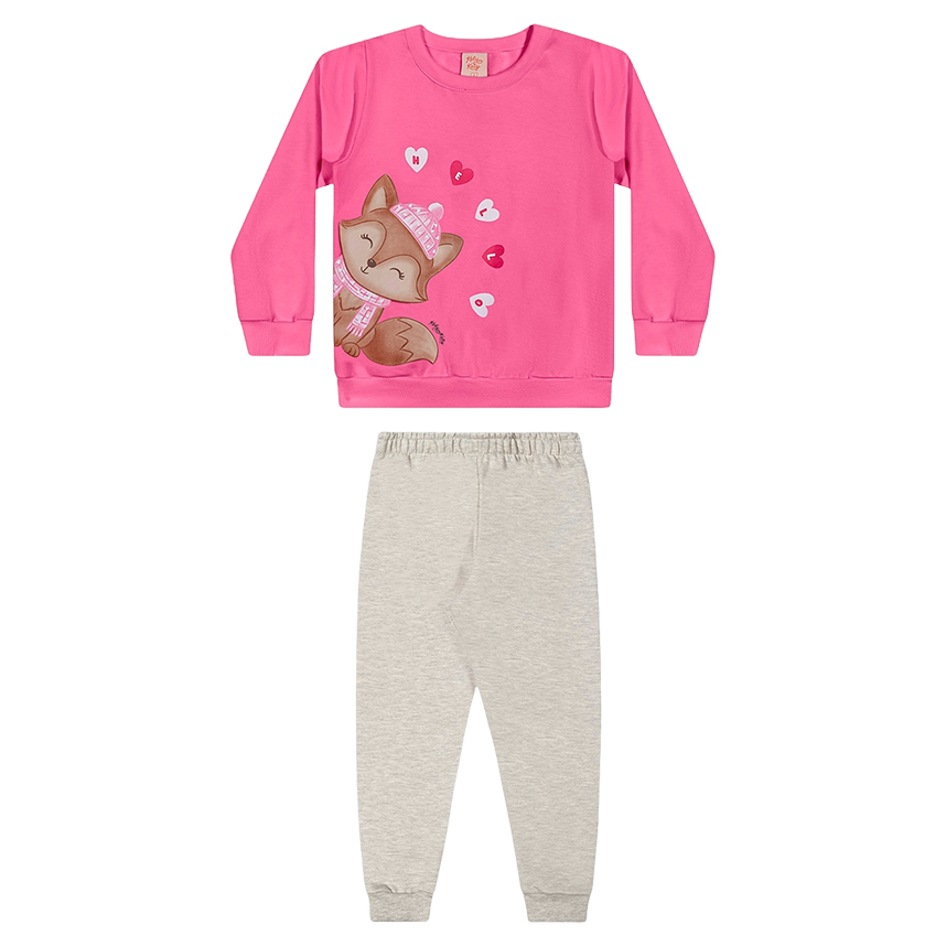 Conjunto Infantil Kely Kety Blusão Estampa Raposa E Calça