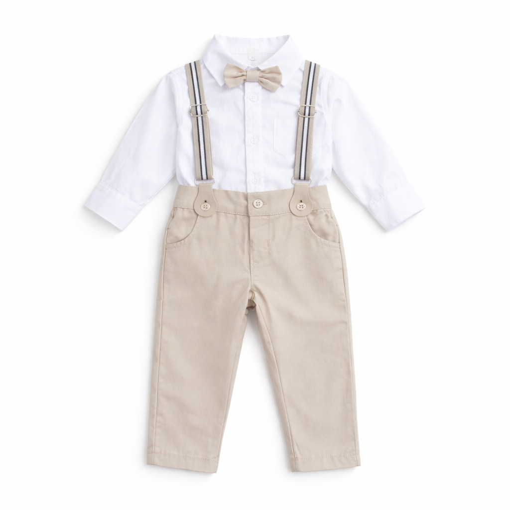 Conjunto Bebê Din Don Camisa ,Suspensório E Calça 3 Peças