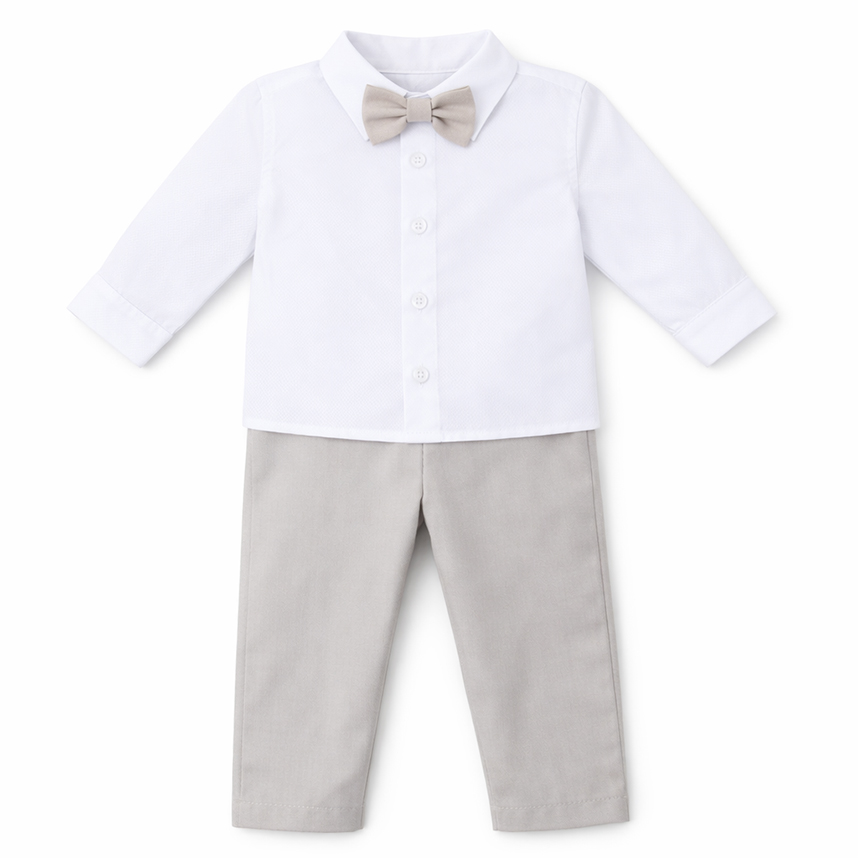 Conjunto Bebê Din Don Camisa ,Gravata E Calça 3 Peças