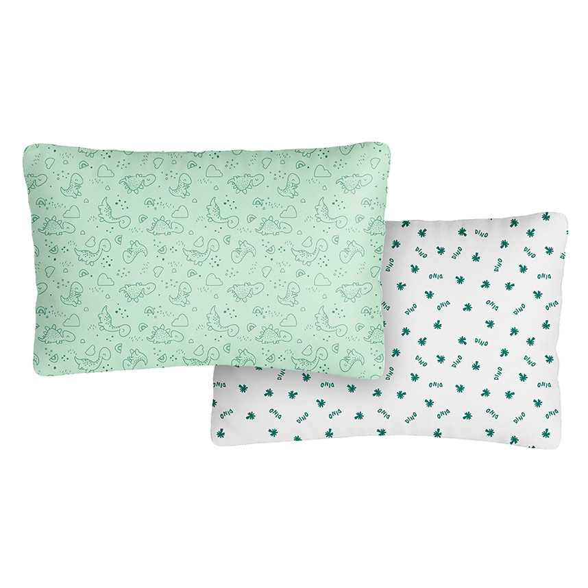 Fronha Bublim Malha Estampada Dino Verde 2 Peças