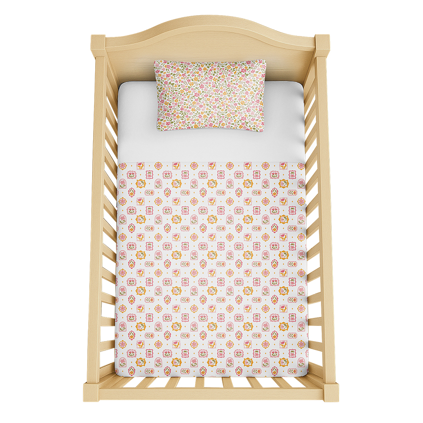 Jogo de Lençol Berço Americano Bublim Floral 3 Peças