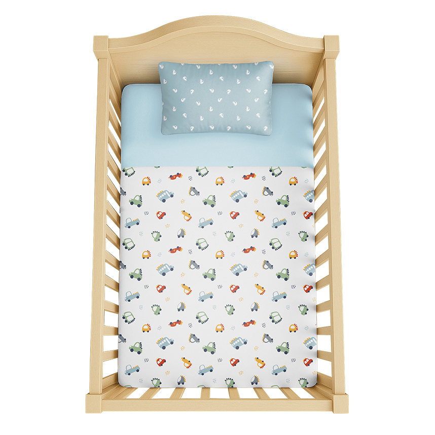 Jogo de Lençol Berço Americano Bublim Carrossauro 3 Peças