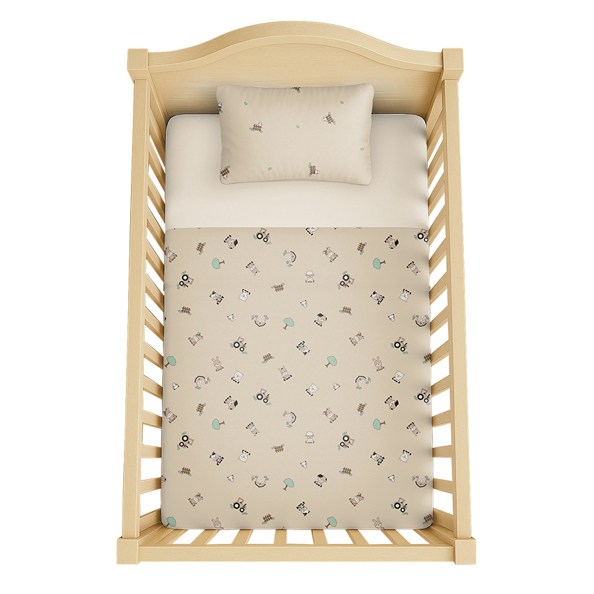 Jogo de Lençol Berço Americano Bublim Fazendinha 3 Peças