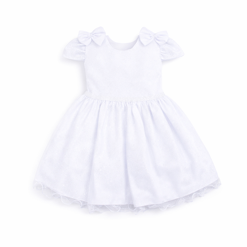 Vestido Infantil Planeta Rosa com Laços no Ombro