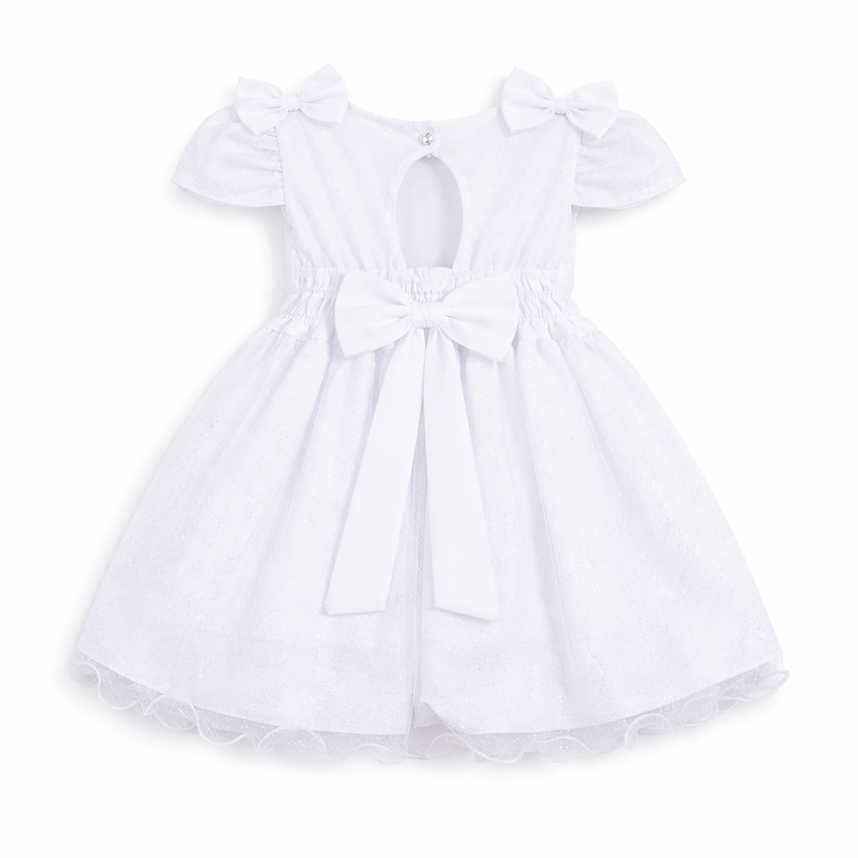 Vestido Infantil Planeta Rosa com Laços no Ombro
