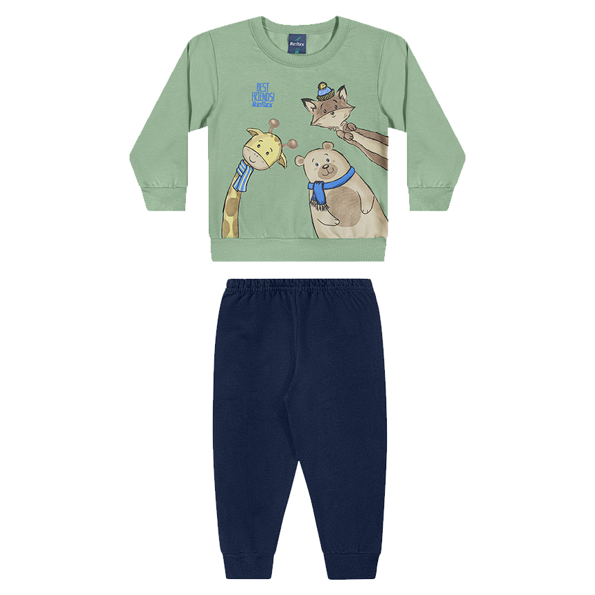Conjunto Infantil Reirex Blusão Estampado E Calça