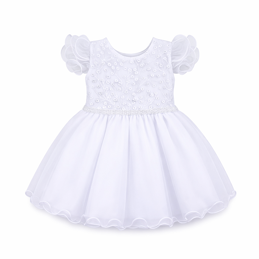 Vestido Infantil Planeta Rosa Detalhe Bordado