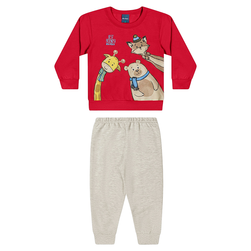 Conjunto Infantil Reirex Blusão Estampado E Calça