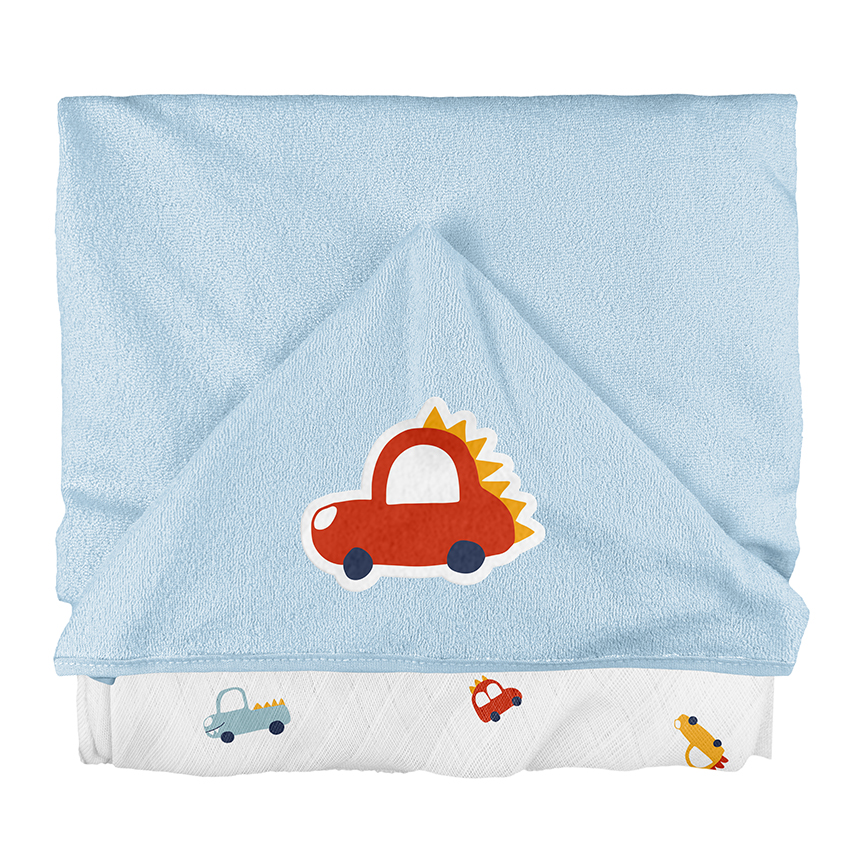 Toalha com Capuz Bebê Bublim Plush Estampa Carrossauro