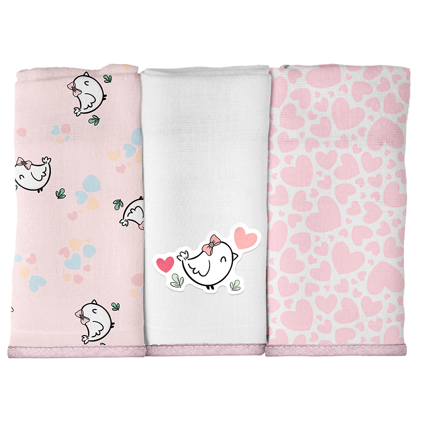 Toalha de Boca Bebê Bublim Malha Estampa Pássaros