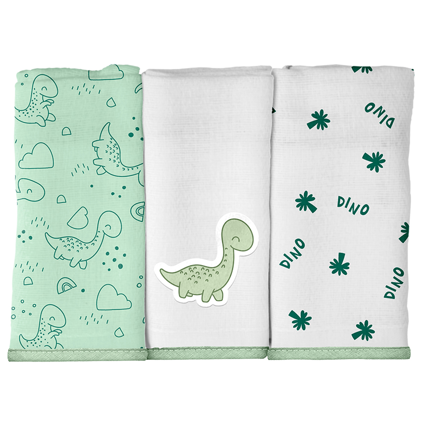 Toalha de Boca Bebê Bublim Malha Estampa Dinossauro