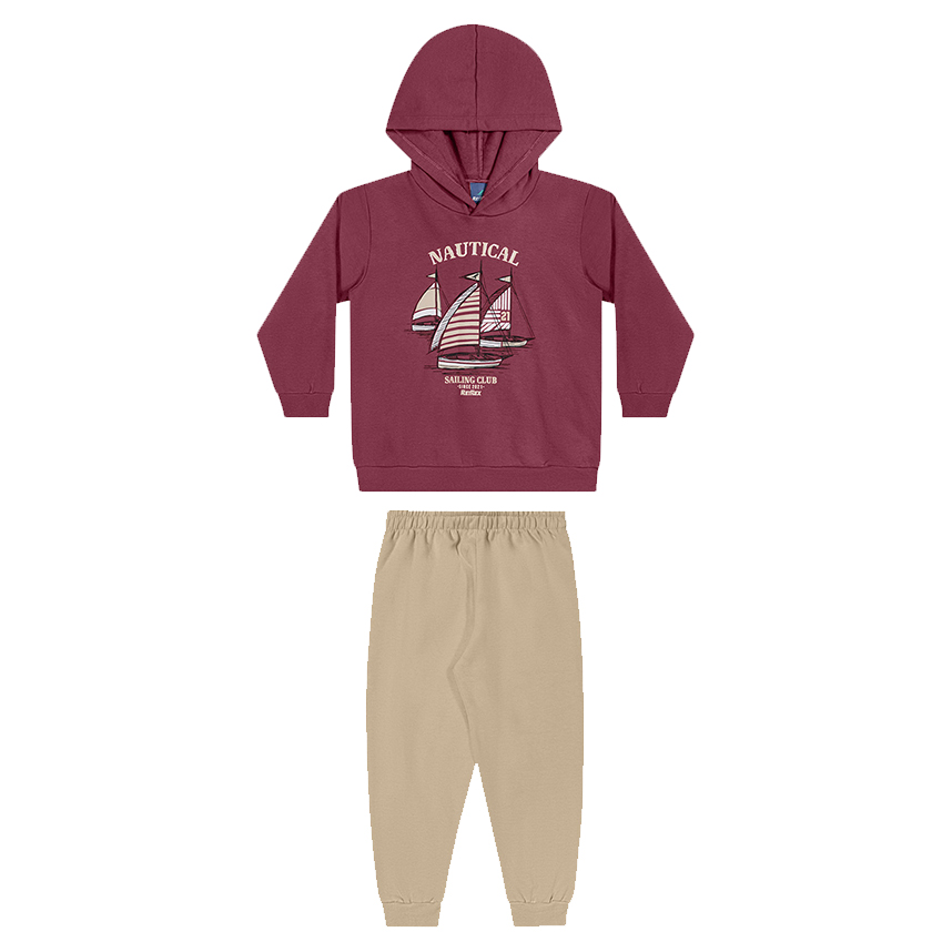 Conjunto Infantil Rei Rex Blusão Estampa Barco E Calça