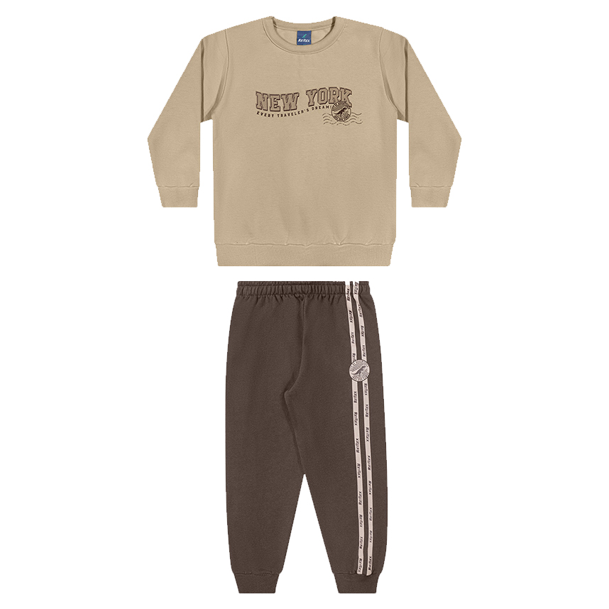 Conjunto Infantil Rei Rex Blusão Estampa New York E Calça
