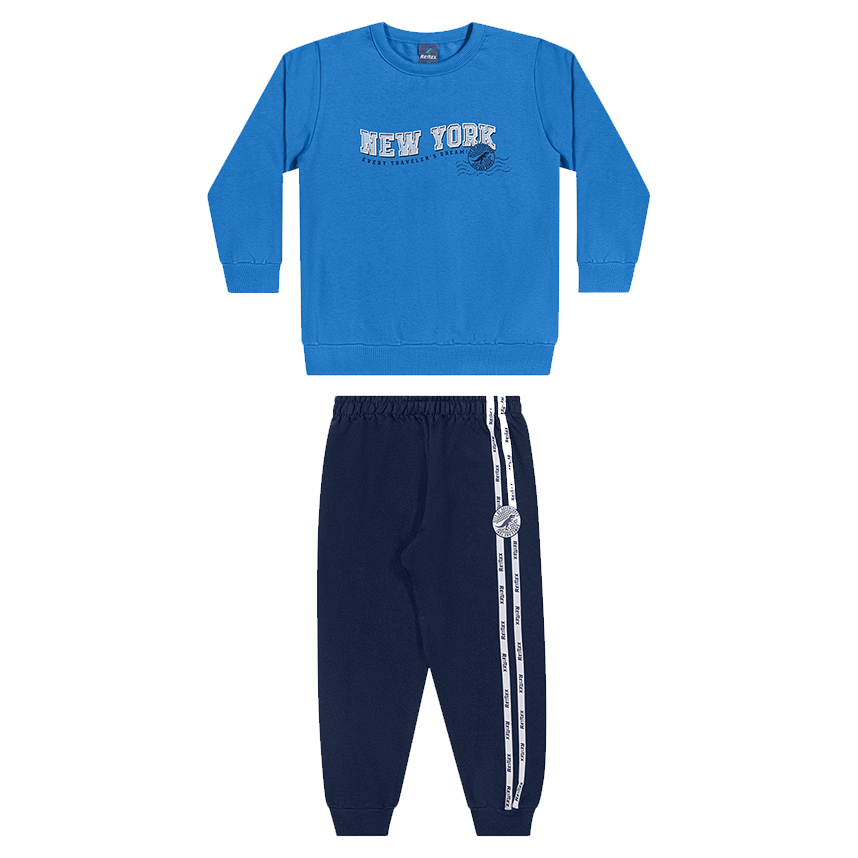 Conjunto Infantil Rei Rex Blusão Estampa New York E Calça