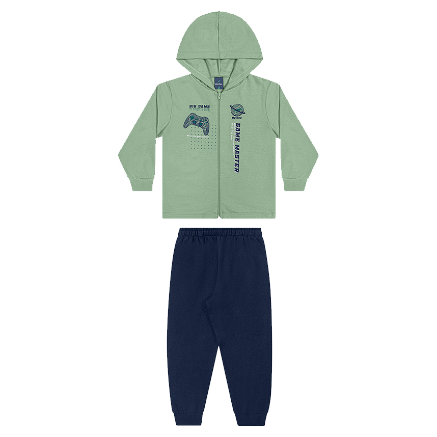 Conjunto Infantil Rei Rex Jaqueta Estampada E Calça Moletom