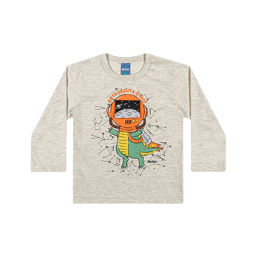 Camiseta Infantil Reirex Manga Longa Estampa Dinossauro