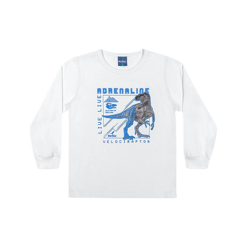 Camiseta Infantil Reirex Manga Longa Estampa Dinossauro