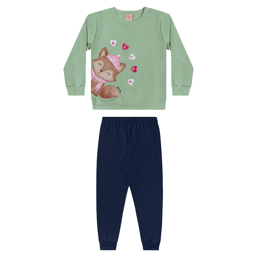 Conjunto Infantil Kely Kety Blusão Estampa Raposa E Calça