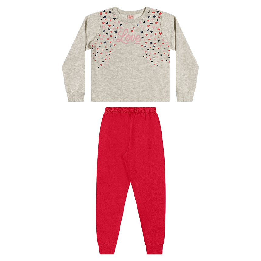 Conjunto Infantil Kely Kety Blusão Estampa Love E Calça