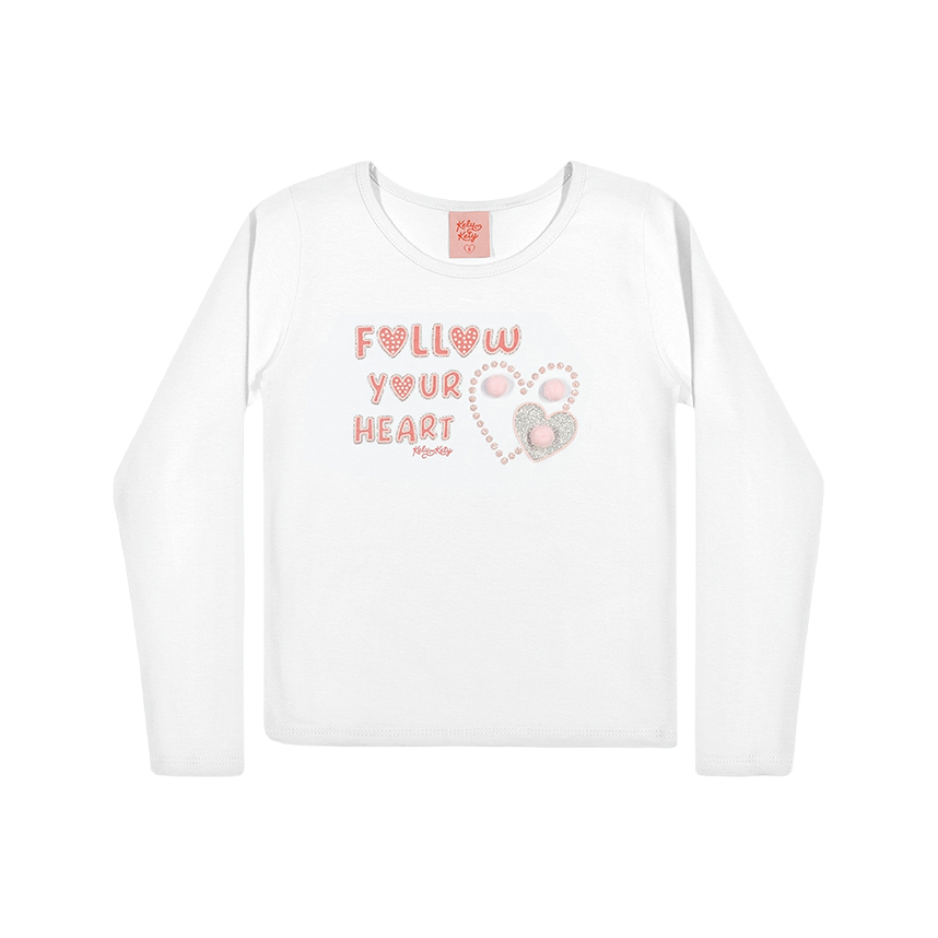 Blusa Infantil Kely Kety Manga Longa Estampa Follow Cotton