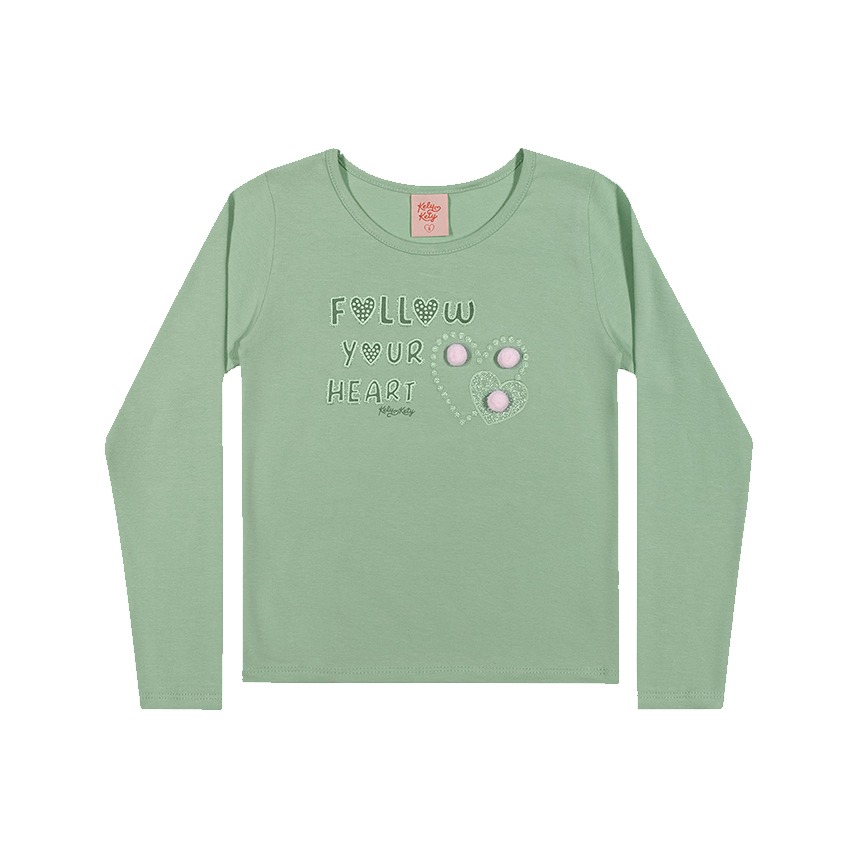 Blusa Infantil Kely Kety Manga Longa Estampa Follow Cotton
