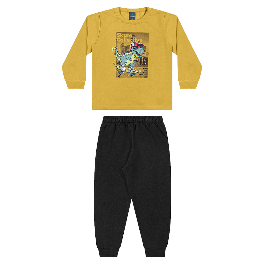 Conjunto Infantil Rei Rex Blusão Estampa Dinossauro E Calça