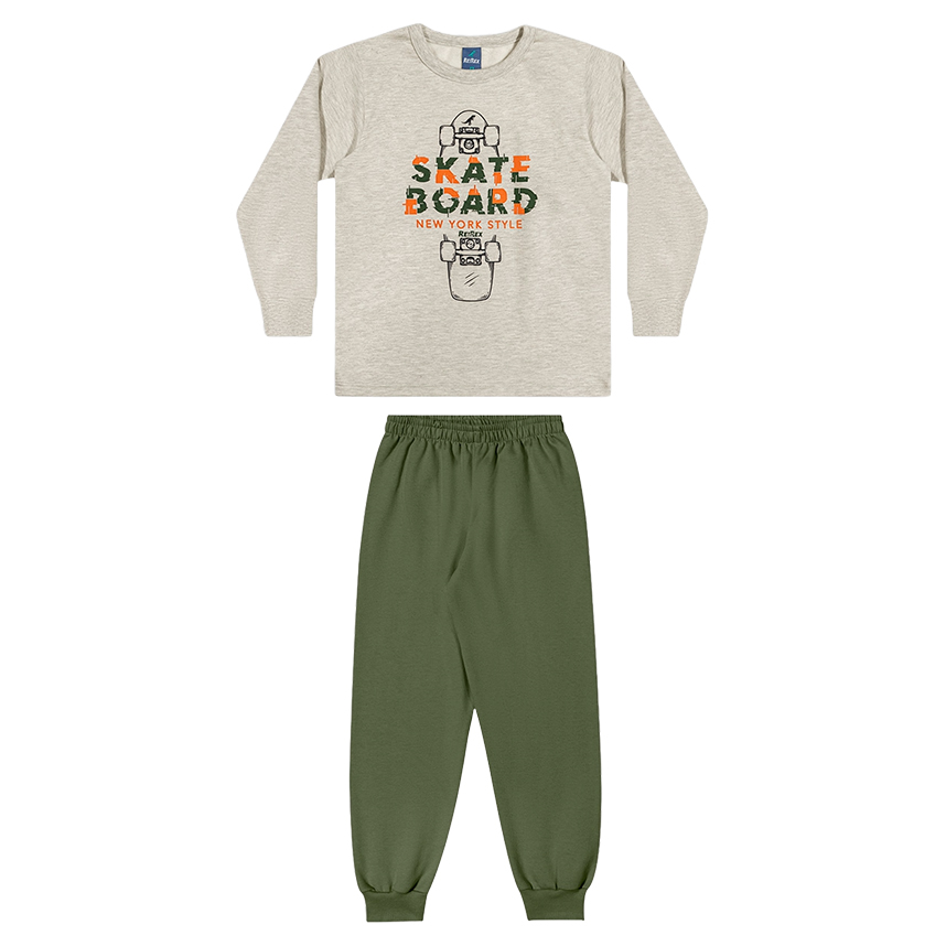 Conjunto Infantil Rei Rex Blusão Estampa Skate E Calça