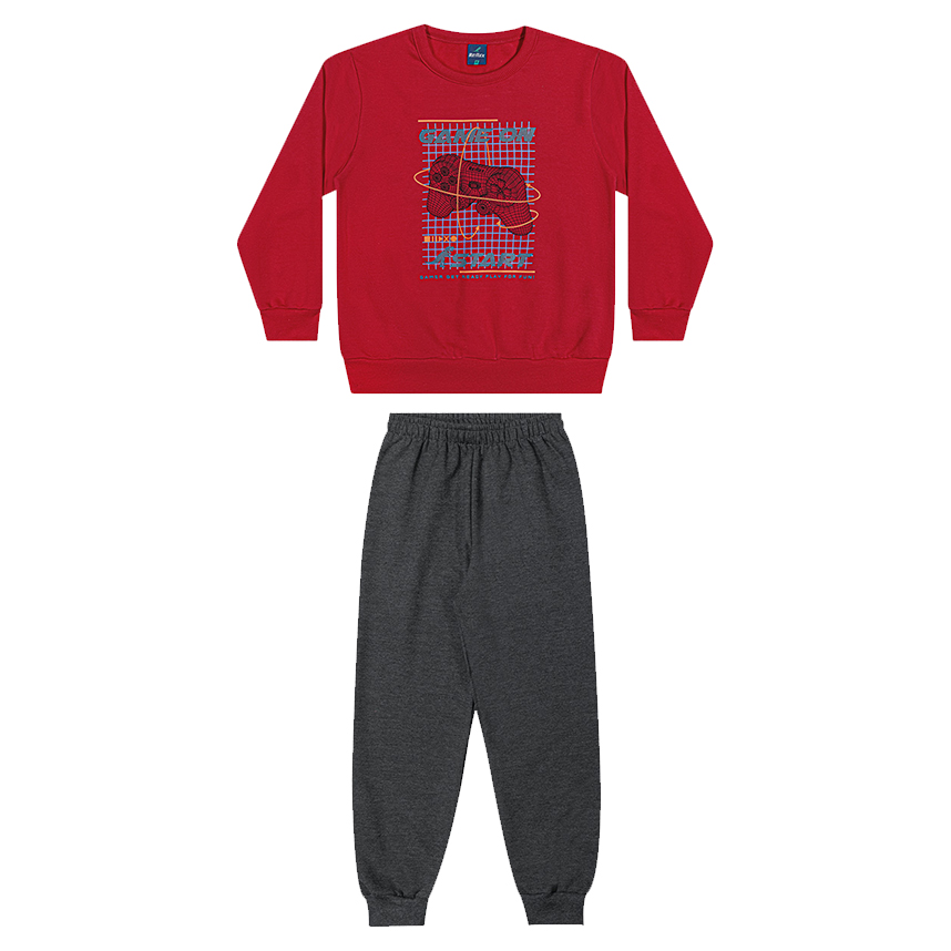 Conjunto Infantil Rei Rex Blusão Estampa Game E Calça